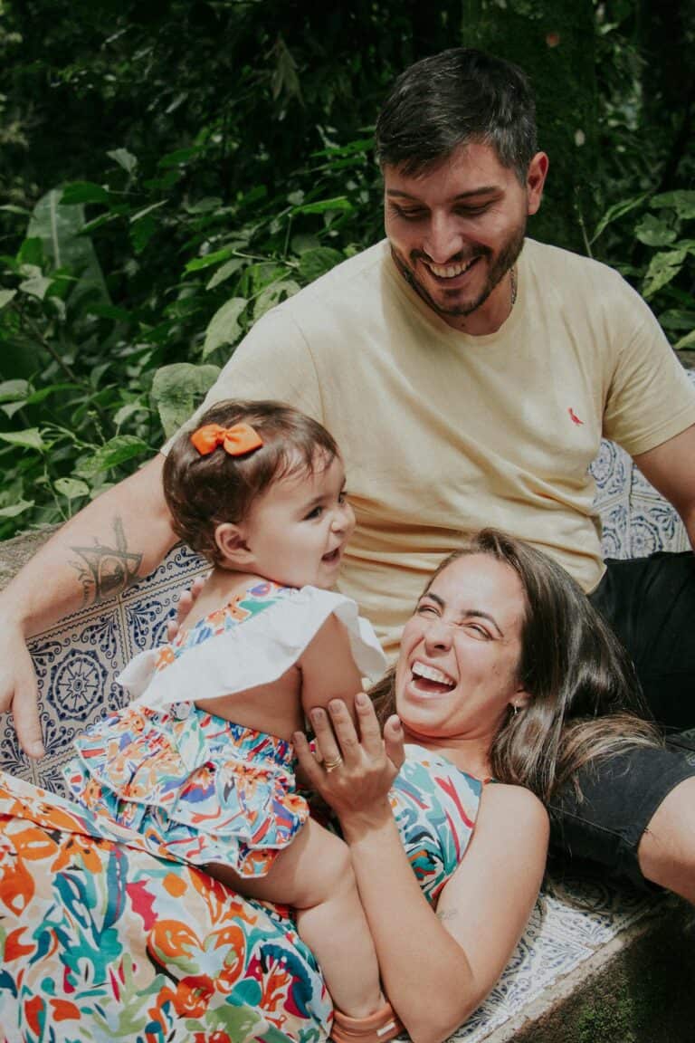 A joyful family enjoying nature together in Rio de Janeiro, Brazil. More family time is a pro of being a digital nomad with kids